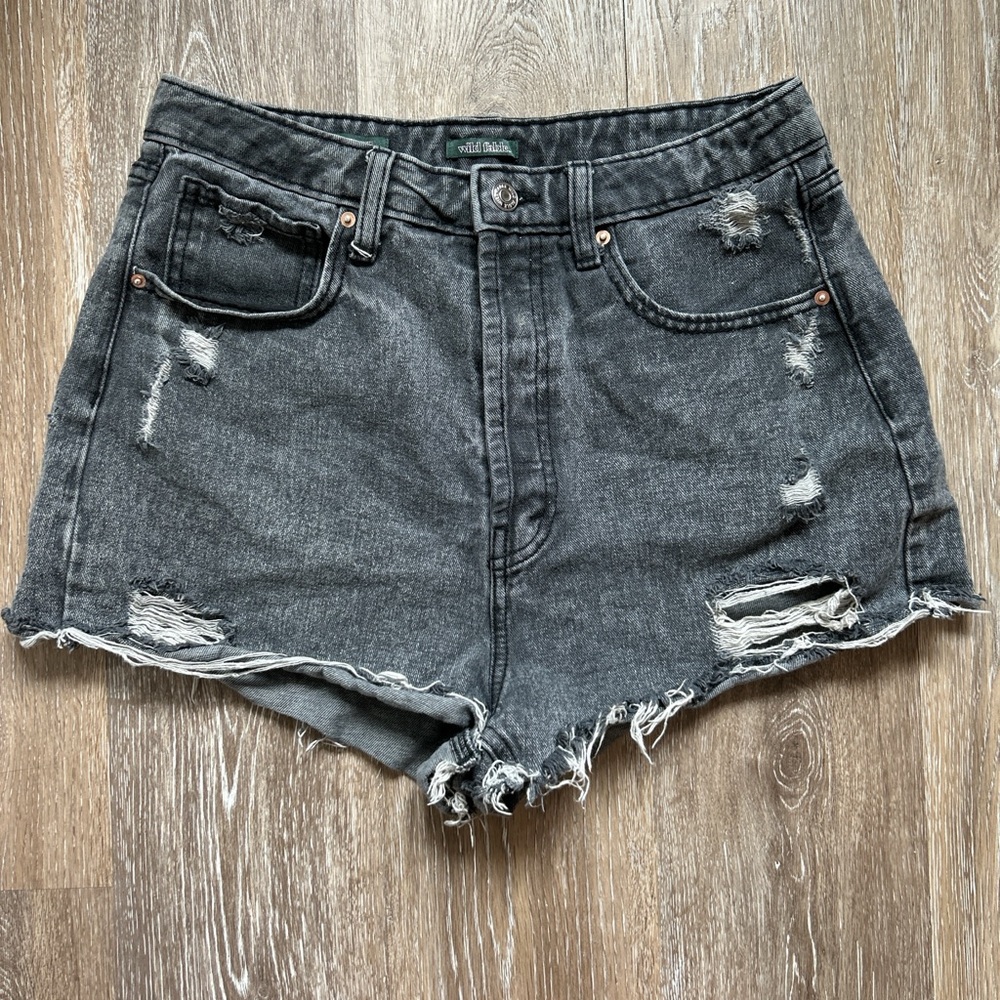 Wild Fable Charcoal Distressed Jean Shorts Size 10 100% cotton